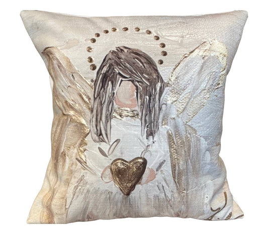 Gold & White Angel Square Pillow