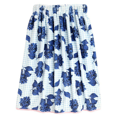 Blue Gingham + Hydrangeas with Pink Bow Spa Wrap