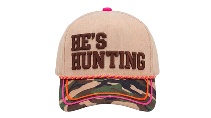 He’s Hunting Embroidered Camo Hat