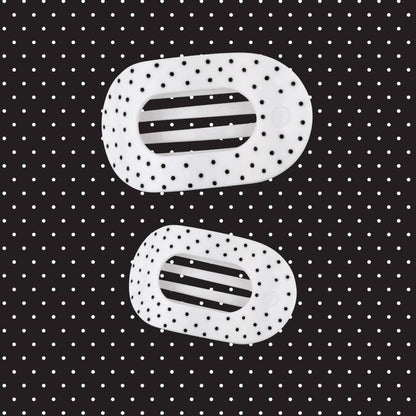 Round Flat TELETIE Clip | Medium | White Polka Dot Party