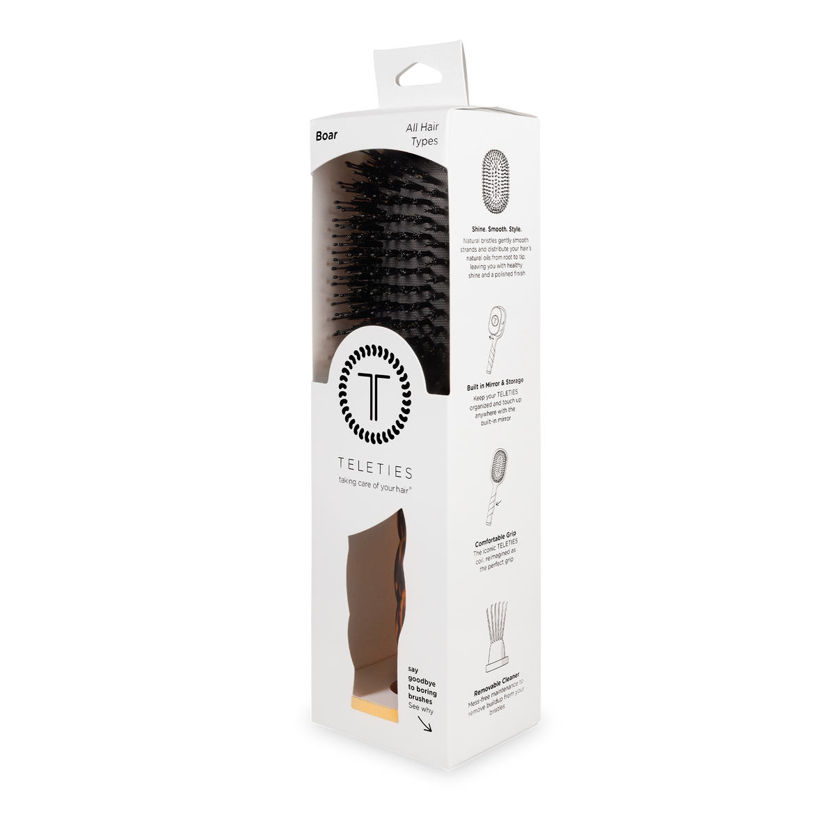 TELETIE Boar Bristle Hair Brush | Tortoise
