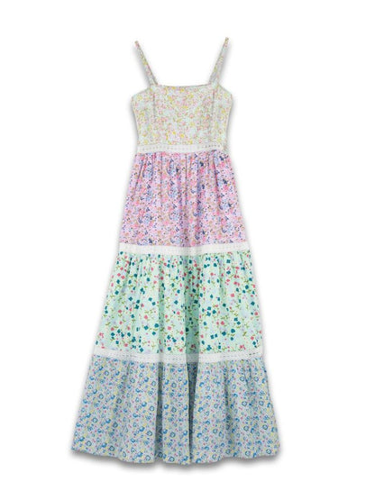 Multi-Floral Print Maxi Dress