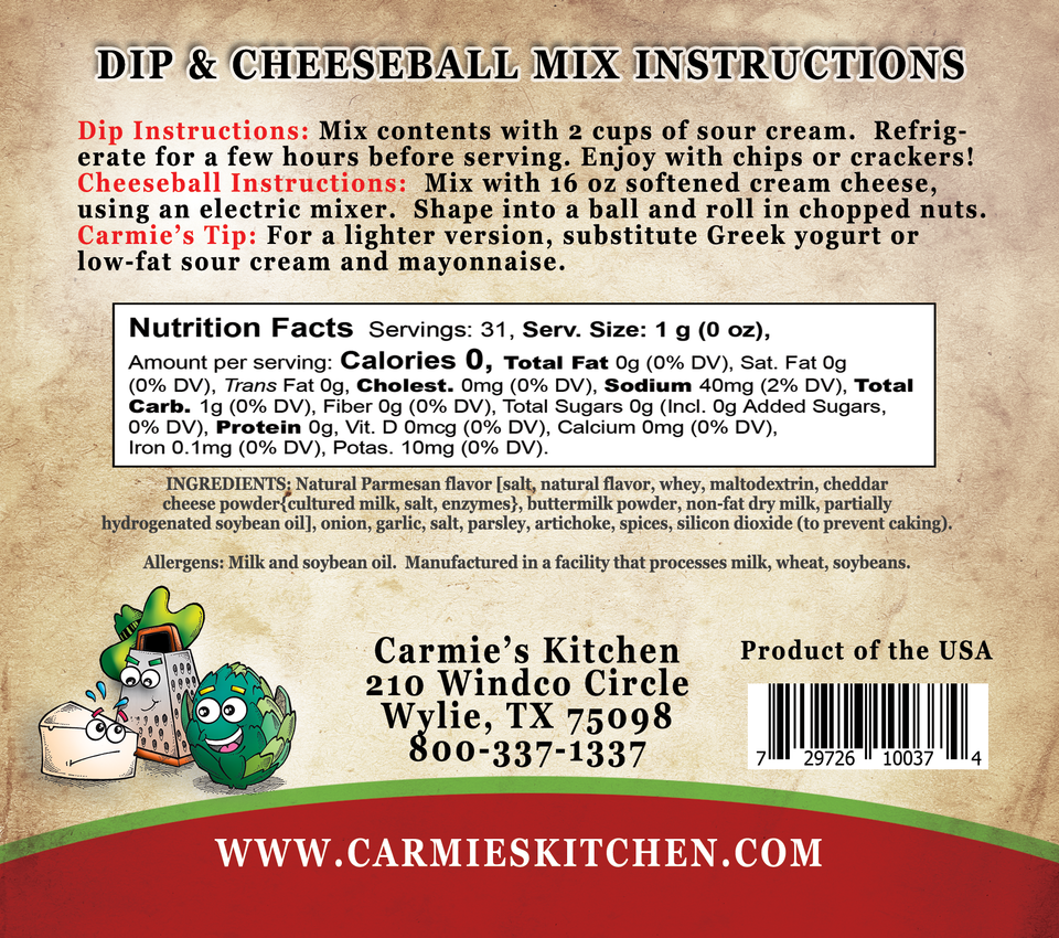 Carmie's Artichoke Parmesan Dip & Cheeseball Mix