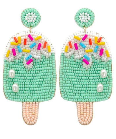 Mint Beaded Popsicle Earrings