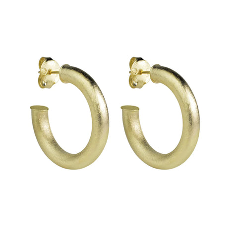 Petitie Thin Small Chantal Hoops - Brushed Gold