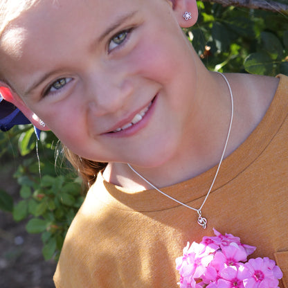 Sterling Silver Pink Outline Daisy Earrings
