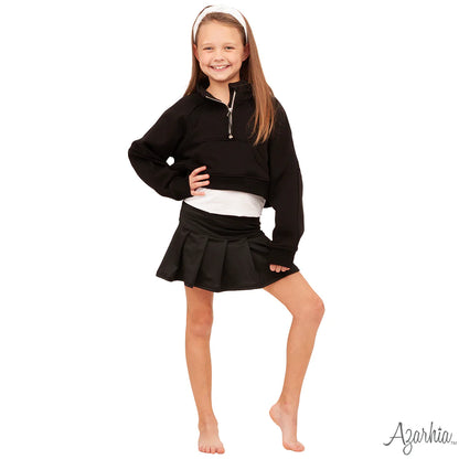 Youth Black 1/4 Zip Cropped Sweatshirt
