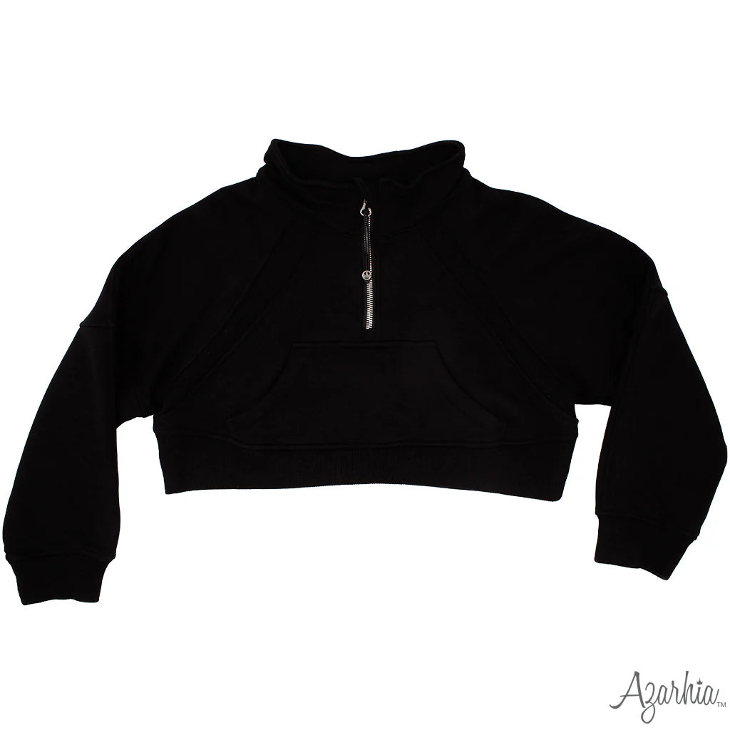 Youth Black 1/4 Zip Cropped Sweatshirt