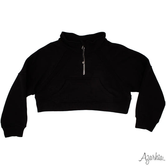 Youth Black 1/4 Zip Cropped Sweatshirt