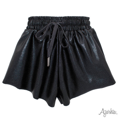 Youth Shimmer Black Butterfly Shorts
