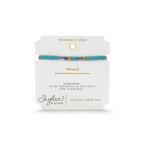 Blessed - Morse Code Tila Beaded Bracelet