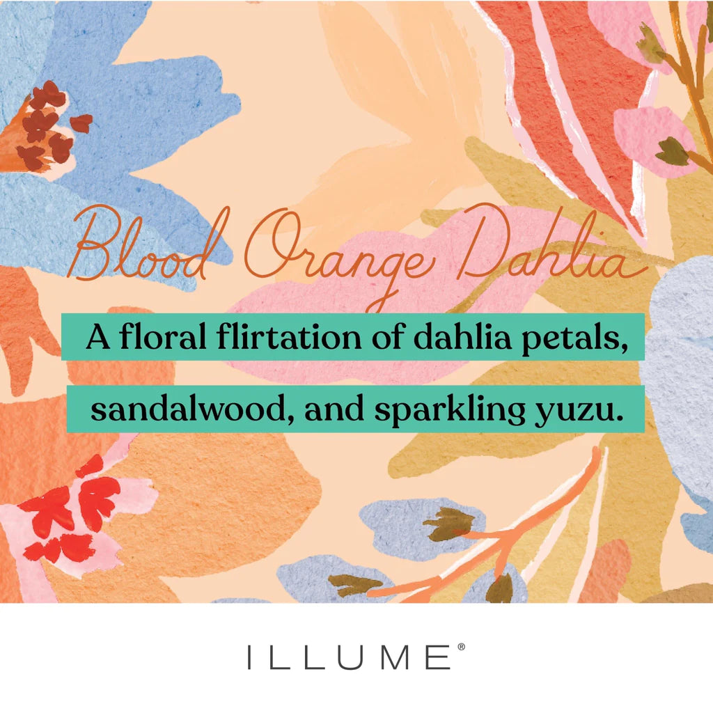 Blood Orange Dahlia Flourish Glass Candle