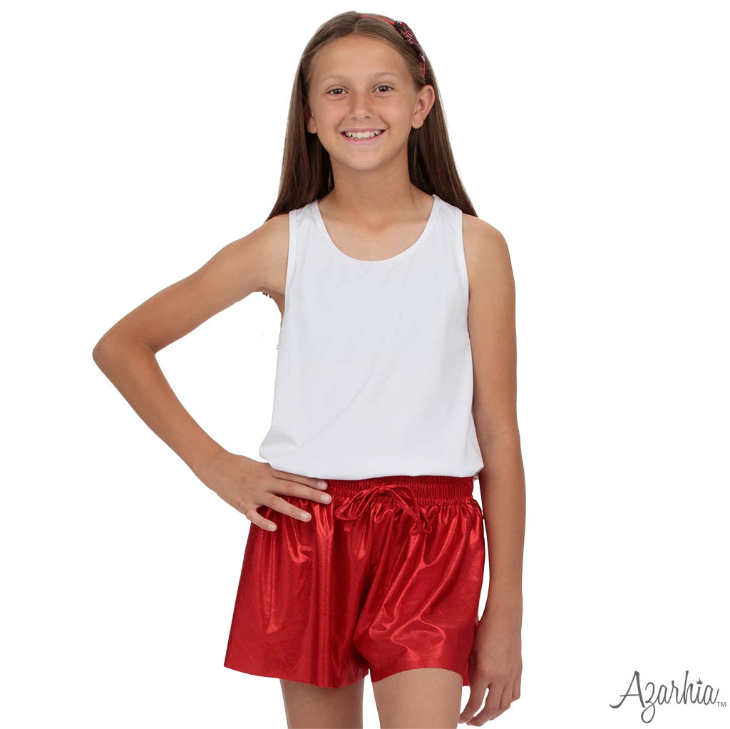 Youth Shimmer Red Butterfly Shorts