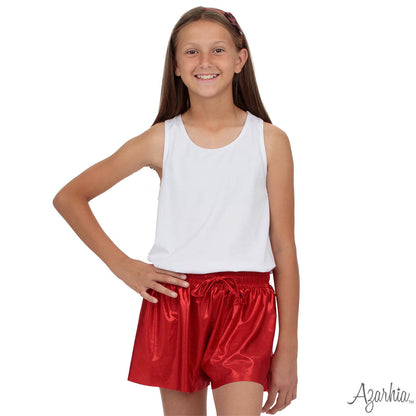 Youth Shimmer Red Butterfly Shorts