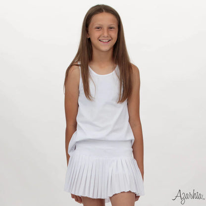 Youth White Mini Pleated Skort