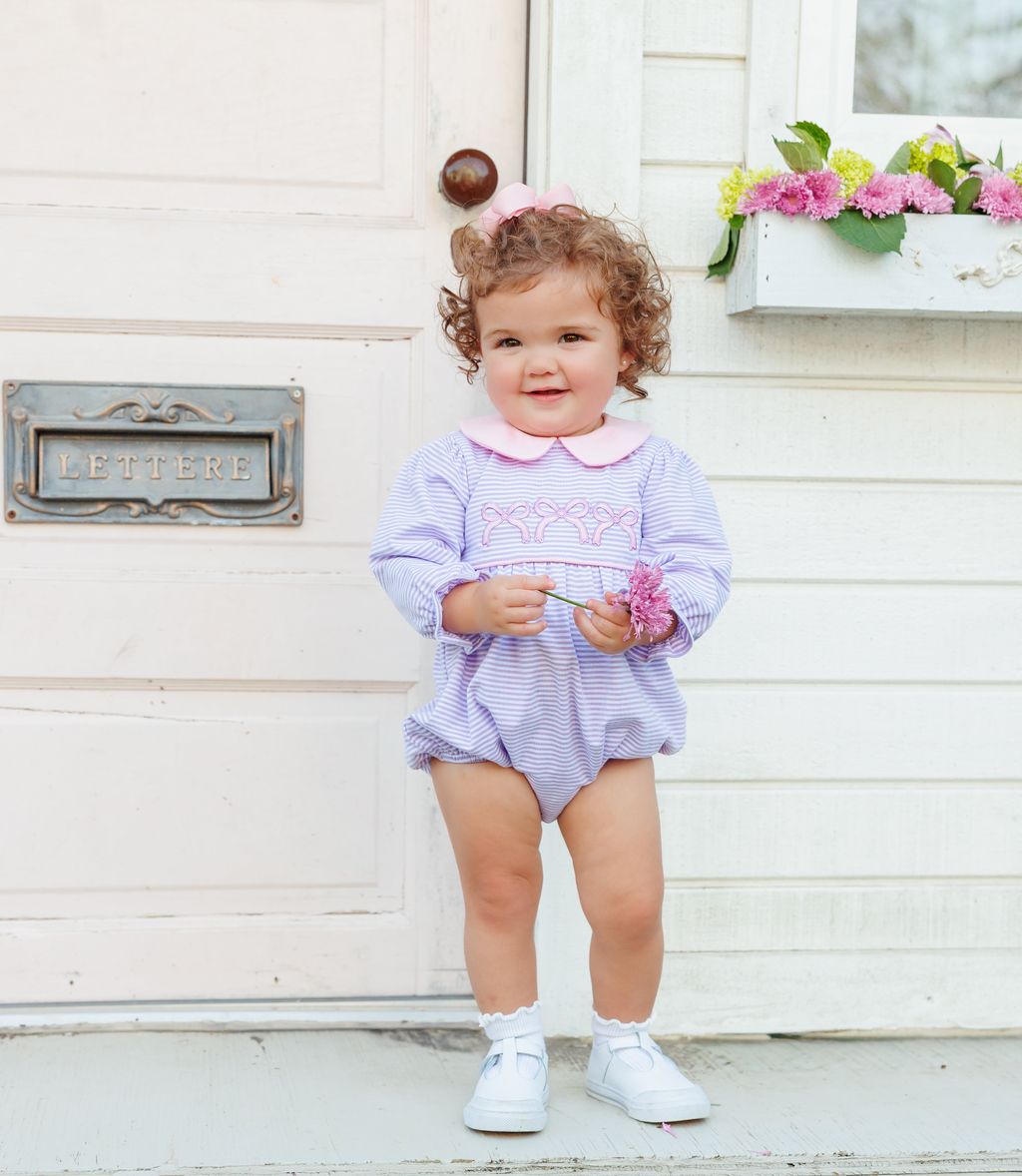 Trotter Street Purple Stripe Bows Bubble