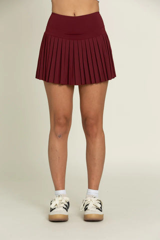 Gold Hinge 15" Maroon Pleated Tennis Skirt