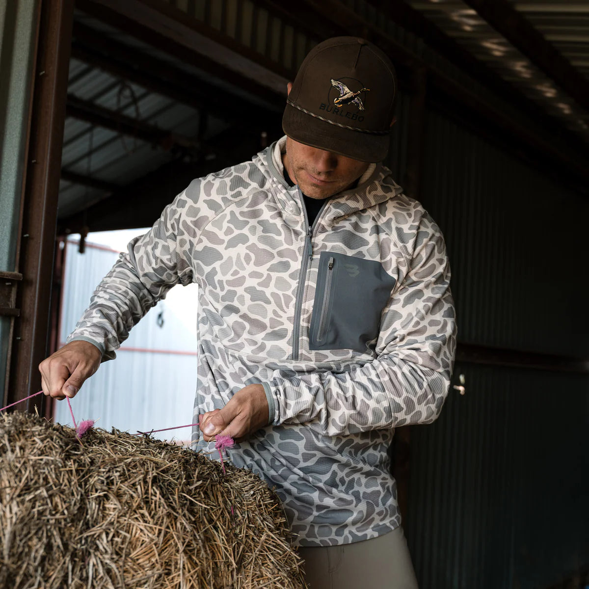 Classic Deer Camo Blaze Tech Quarter Zip