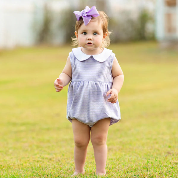 Lavender Stripe Charlotte Sleeveless Bubble