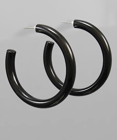 Black 2" Color Coat Hoop Earrings