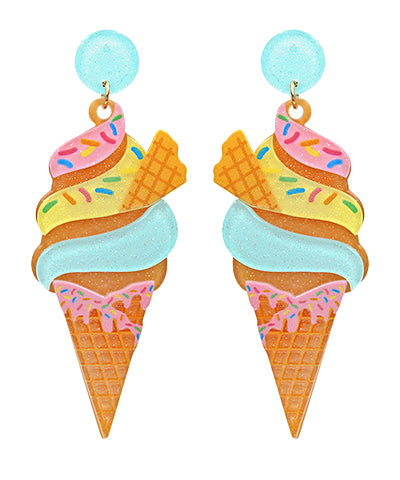 Multi Glitter Ice Cream Earrings