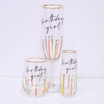 Birthday Girl Stemless Champagne Glass