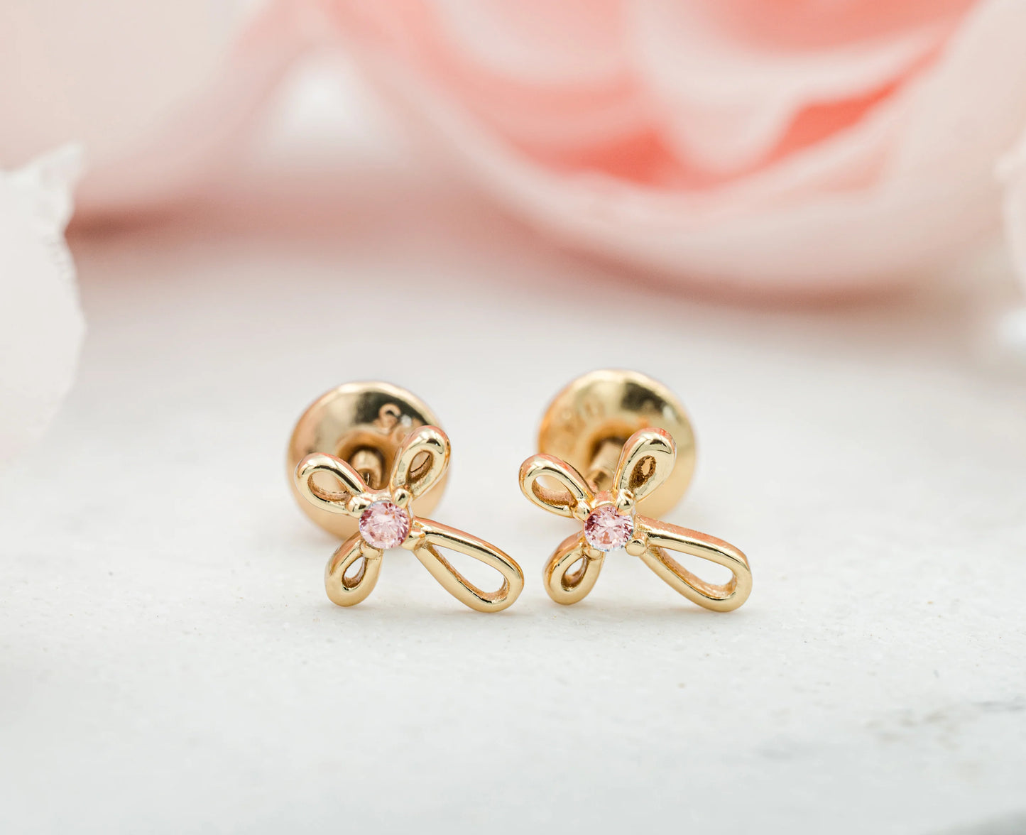 14K Gold-Plated Infinity Pink Cross Earrings