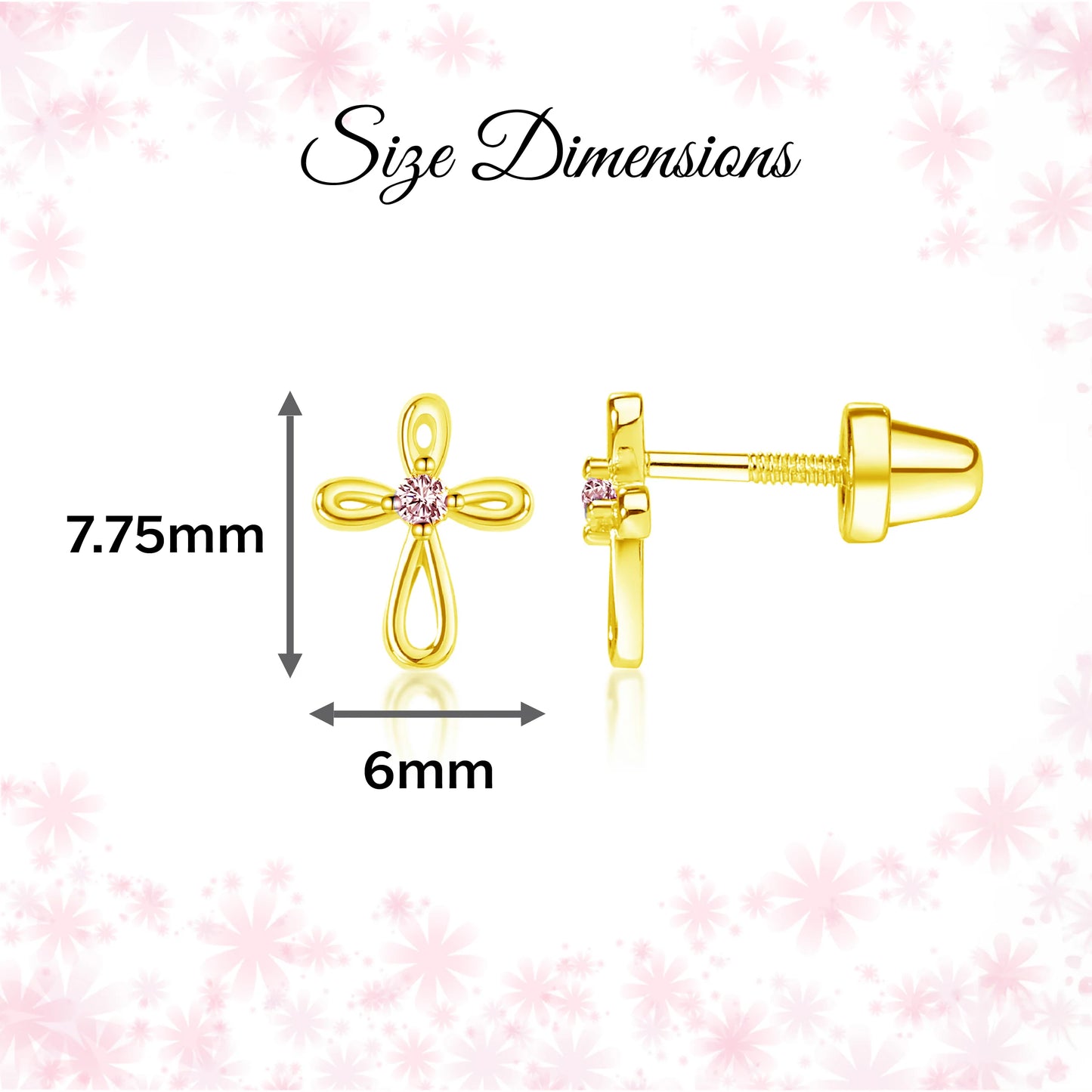 14K Gold-Plated Infinity Pink Cross Earrings