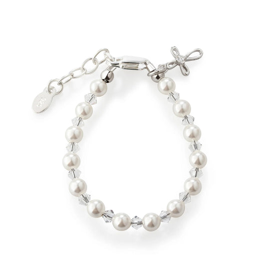 Grace - Sterling Silver Pearl Cross Bracelet