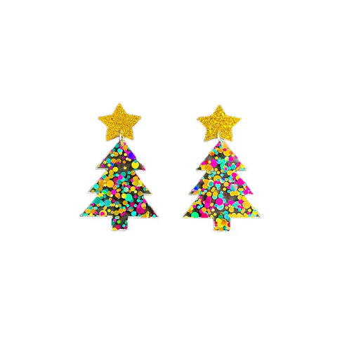Mini Multi Dotted Christmas Tree Earrings