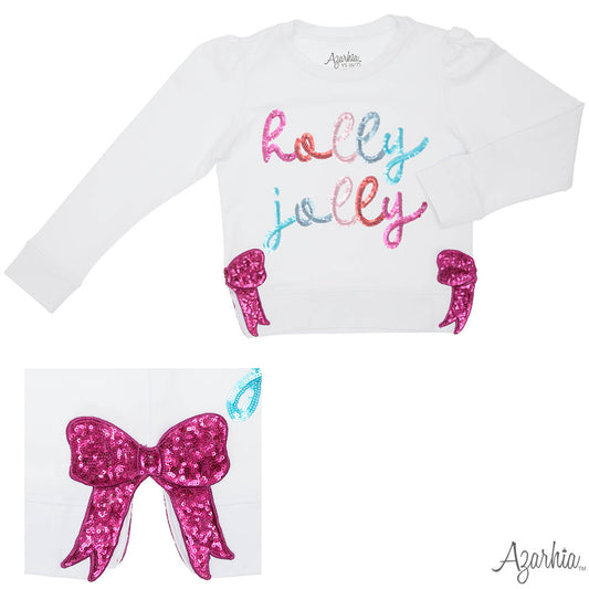 Youth White Holly Jolly Sequin Sweatshirt