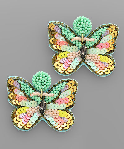 Light Multi Butterfly Sequin Earrings
