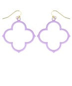 Purple Coating Hollow Clover Earrings