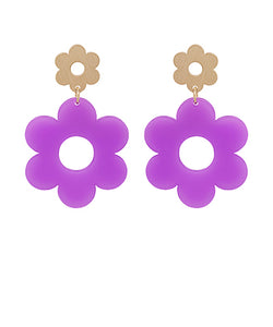 Purple & Gold Double Flower Earrings
