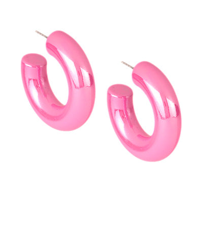 Bubblegum Pink Mini Chunky Hoop Earrings