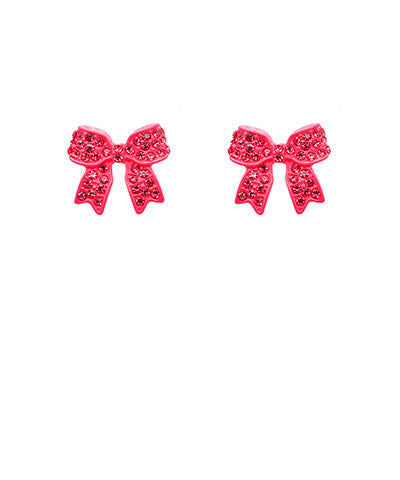 Neon Pink Bow Stud Earrings