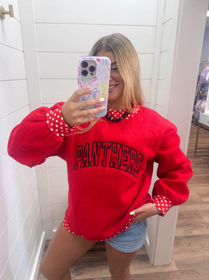 Red Polka Dot Panthers Mockneck