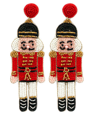 Red Multi Christmas Nutcracker Earrings