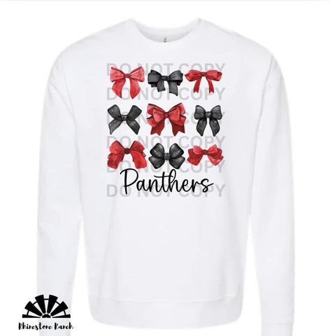 White Panthers Watercolor Bow Sweatshirt