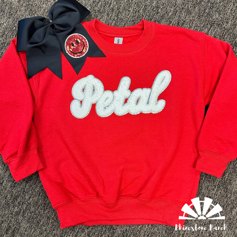 Youth Red Petal Chenille Patch Sweatshirt