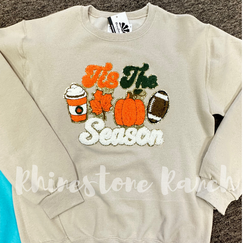 Tis The Season Fall Chenille Patch Sweatshirt
