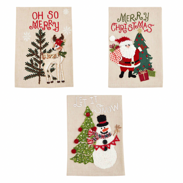 Mud Pie Christmas Embroidered Towels
