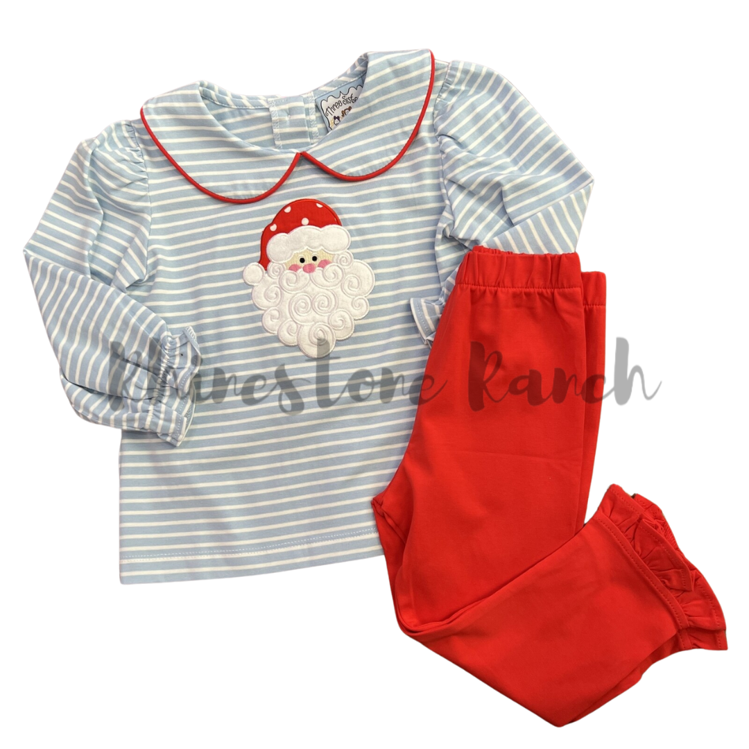 Santa Applique Ruffle Pant Set