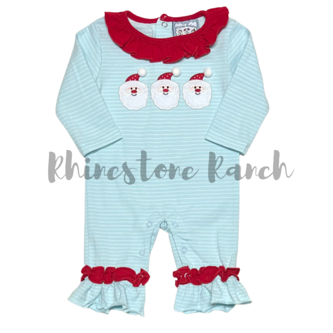 Triple Santa Applique Girls Romper