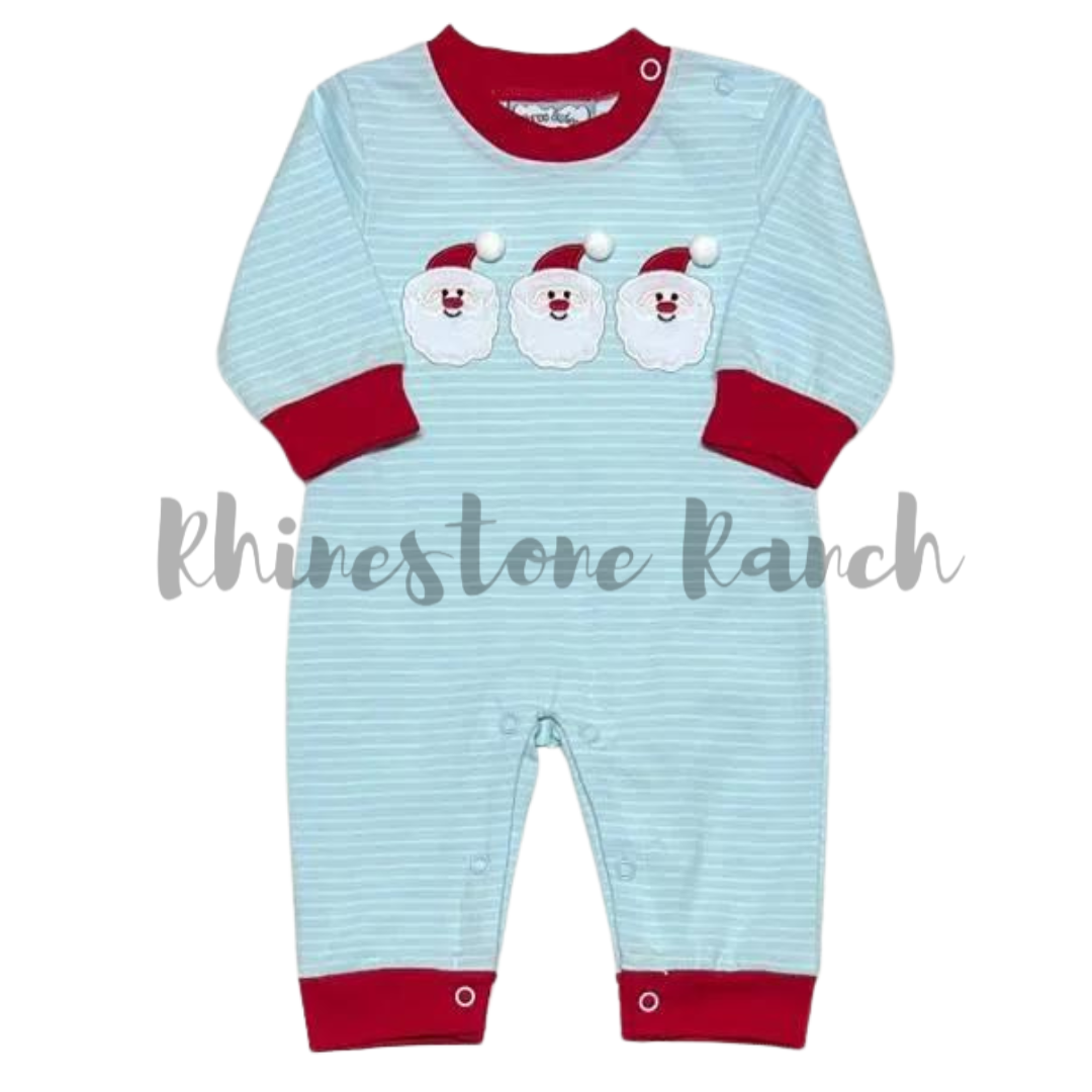 Triple Santa Applique Boys Romper