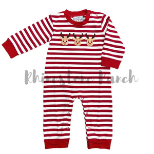 Triple Reindeer Applique Boys Romper