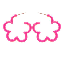 Hot Pink Flower Out Line Hoops