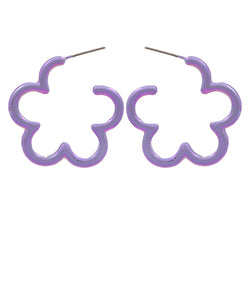 Lavender Flower Out Line Hoops