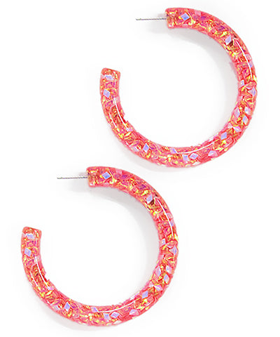 Pink Resin Acrylic Hoop Earrings