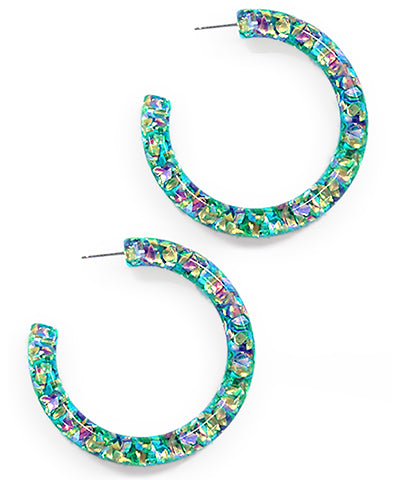 Mint Resin Acrylic Hoop Earrings
